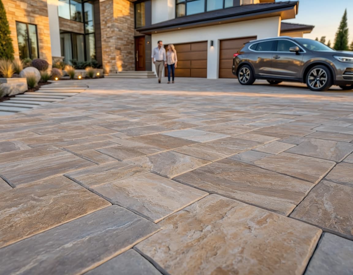 Stone-style surfacing on a driveway