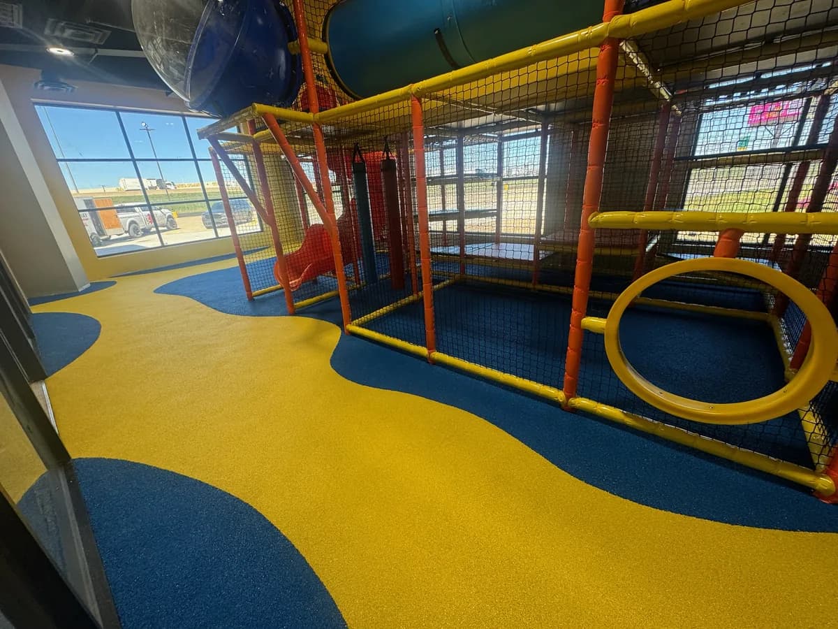 Softroc rubber surfacing on a playground