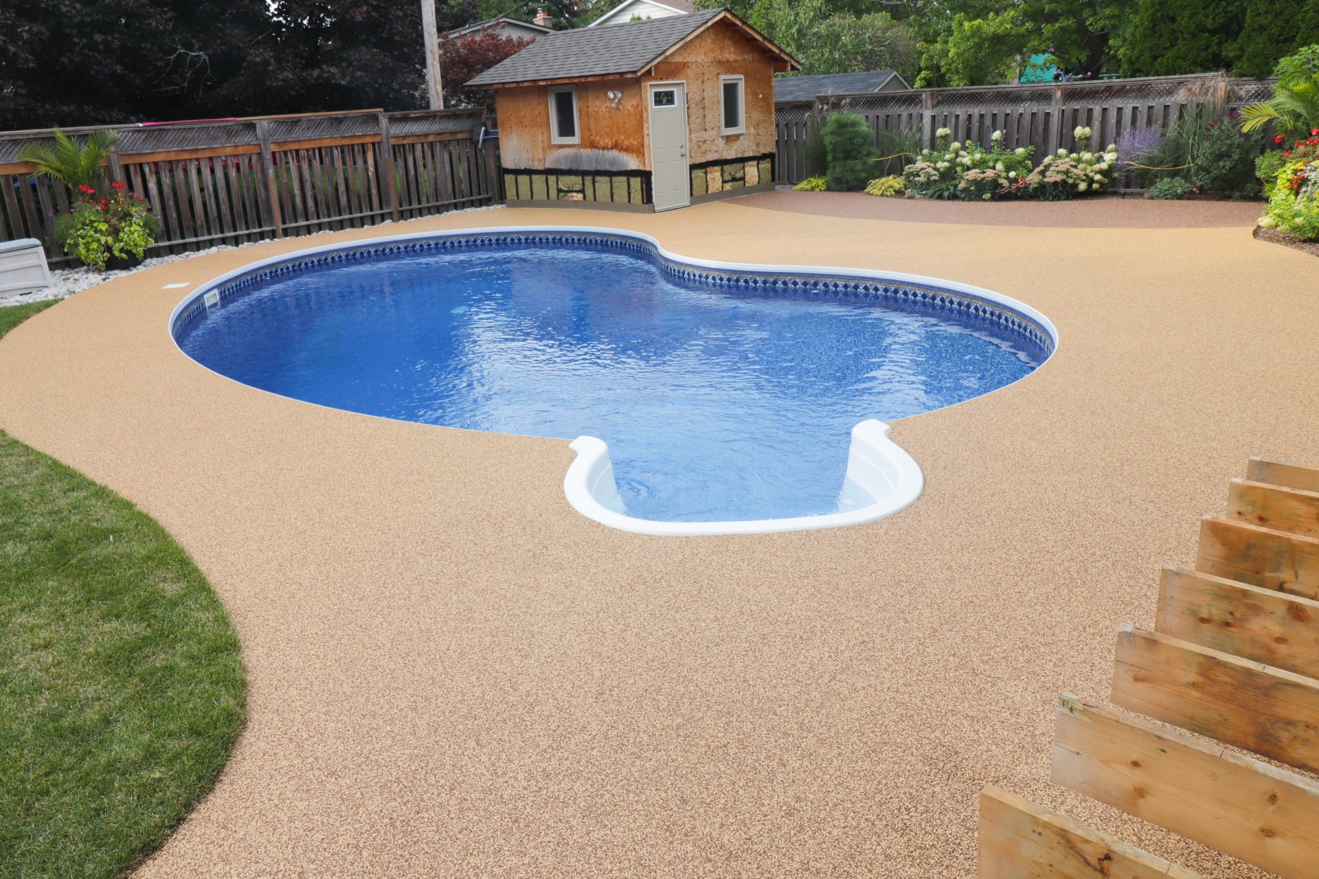 Pool deck after Softroc rubber surfacing